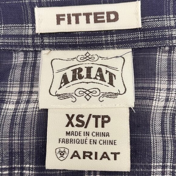 Ariat Fitted Snap Down Metallic Plaid Western Shirt Cowgirl Deep Purple XS NWOT - Picture 10 of 14